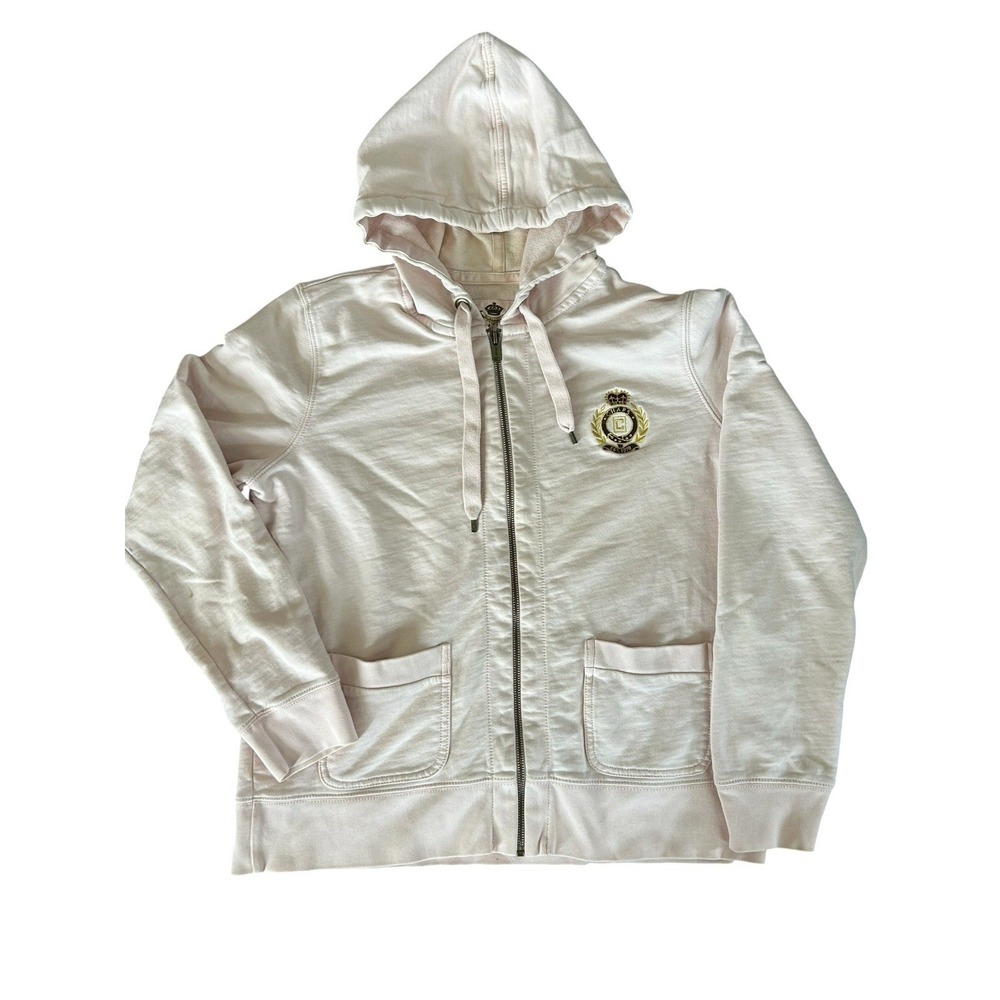 Chaps by Ralph lauren Powder Pink Zip Front Hoodie Womans SZ L Crest